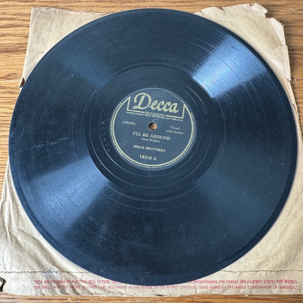 Mills Brothers Paper Doll I'll Be Around‎ Decca 78 RPM 10 Inch Shellac Record